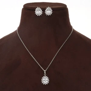 Elegant Cubic Zirkonia Fein Halskette und Ohrring Set - Bild 1 von 15