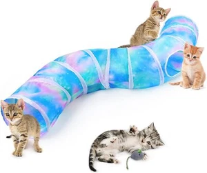 Cat Tunnels for Indoor Cats S-Shape Cat Tunnel Durable Cat Toys Foldable Cat Tub - Picture 1 of 12