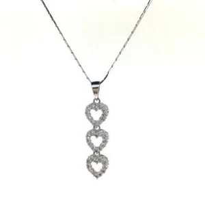 18k White Gold Diamonds Heart Necklace - Picture 1 of 5