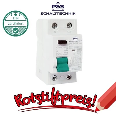 P&S SCHALTTECHNIK FI Typ B allstromsensitiv FI Typ B Fehlerstromschutzschalter RCD 40A 30mA 2P