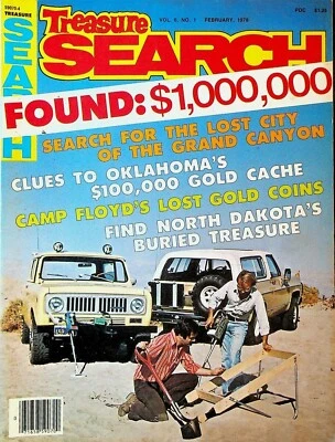 Treasure Search Magazine February 1978 Camp Floyd Grand Canyon Lost City Foto 1 de 2