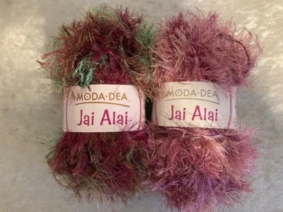 Moda-Dea Jai Alai Yarn Lot of 2 Eyelash Bloom & Nutmeg 1.76 oz 98 yds/each - Image 1 of 3