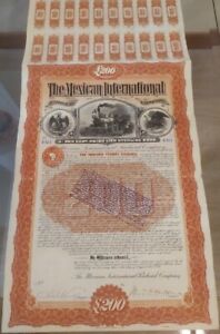 Mexico 1897 Mexican International Railroad 200 Pounds Warrant ABNC Bond Scarce