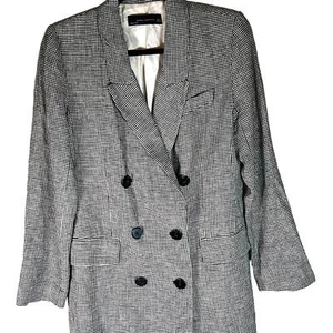 Zara Double Breasted linen blended herringbone jacket - Picture 1 of 11