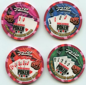 $5 Rio 4er Set World Series of Poker LE Chips Las Vegas 2014 - Bild 1 von 2
