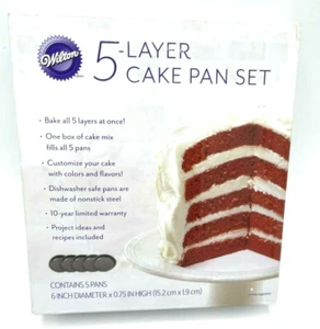 Wilton Easy Layers 5-Piece Cake Pan Set 6 in Diameter New In Box Party Bake - Picture 1 of 8