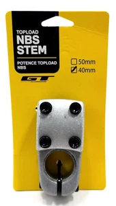 GT NBS Topload BMX Bike Stem, 22.2 Bar Clamp x 40mm Length, 1-1/8, Silver - Picture 1 of 12