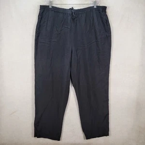 Y2K Avenue Black Pure Silk Lightweight Straight Trouser Women Pants Plus Size 18 - Imagen 1 de 18