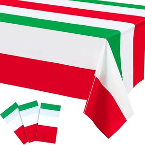 3 Pieces Italian Flag Rectangular Tablecloth Decorations Plastic Red White and G - Picture 1 of 6