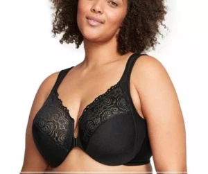 Glamorise Women's Black Full Figure Wonderwire Front Close Bra #1245 Size 34H - Picture 1 of 1