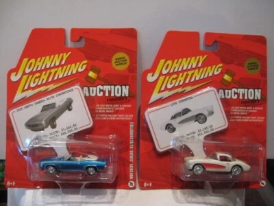 JOHNNY LIGHTNING 1:64 2005 AUCTION INSANITY '56 CORVETTE &'69 CAMARO RS/SS CONV - Image 1 of 2
