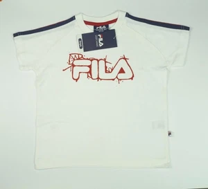 Bnwt Boy's Kid's Children's Genuine Fila T Shirt Age 4 8 Years White Crew Neck - Picture 1 of 3