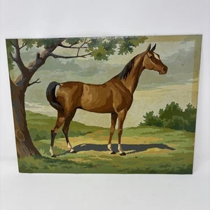 VTG PBN Paint by Numbers Brown Horse Painting Bluegrass Beauties Finished 1960s - Picture 1 of 17