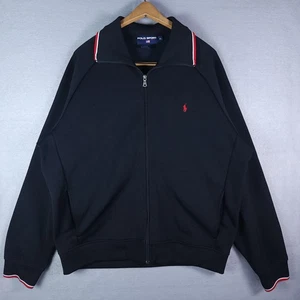 Polo Sport Ralph Lauren Jacket Mens XL Black Full Zip Track Made USA Pony Logo - Picture 1 of 7
