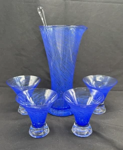 Juego de 6 piezas agitador jarra de cóctel Dansk Blueberry Twist y 4 vasos - Imagen 1 de 13