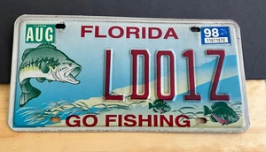 1998 Florida Go Fishing License Plate Tag LD01Z specialty fish bass - Picture 1 of 1