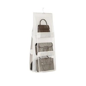6 Pockets Clear Handbag & Purse Organizer Hanging Bag Storage - Picture 1 of 5