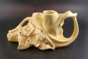Pearl China Co Oro 22K Amarillo Floral Doble Jarrón Cónico Candelabro EE. UU. - Imagen 1 de 6