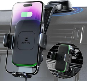 Chargeur Voiture Sans Fil Double Bobine 15W Universel Charge Rapide Auto-Clampage Vent - Photo 1 sur 9