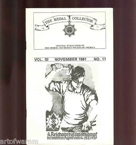 MEDAL COLLECTOR Vol 32 # 11 1981 ( OMSA Journal ) - Picture 1 of 1