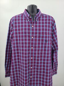 Chaps Shirt Adult 2XLT TALL Red Blue Plaid Button Down Long Sleeve Preppy Men