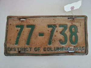 Placas de licencia antiguas 1935 a juego de Washington DC etiqueta n.o 77-738 - Imagen 1 de 6