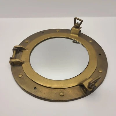 Porthole Mirror 8" Vintage Solid Brass Maritime Nautical Ship Boat Window Wall - Image 1 of 4