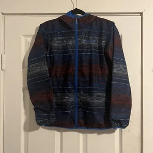 columbia red blue print windbreaker omni wick jacket kids unixsex size large - Picture 1 of 6