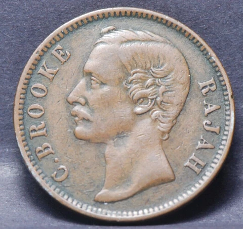 Sarawak, 1889 Cent, KM6, Very Fine,  7-3 Cover