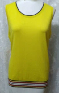 Nuevo TALBOTS Talla Grande Sin Mangas Tejido Concha Contraste Rayas Dobladillo Chartreuse - Imagen 1 de 4