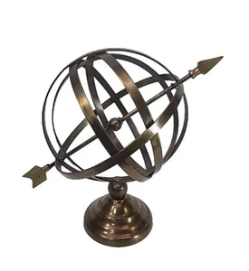 Solid Brass Armillary Sphere Arrow Nautical Maritime Astrolabe Globe 10” H - Picture 1 of 12