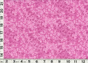 Small Pink Flowers of Leafy Vines on Pink Quilting Sewing Fabric by Yard #922 - Picture 1 of 1