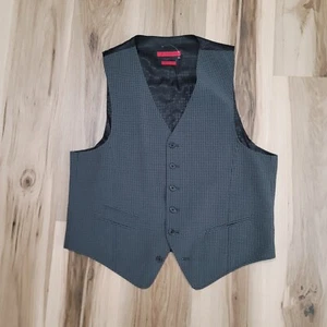 John Varvatos USA Vest Waistcoat L Mens Gray Plaid Suit Sleeveless Formal Wool - Picture 1 of 10