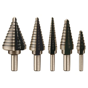 Step Drill Bit Set - 5 Pcs HSS Titanium Step Drill Bits,High Speed Steel Step Bi - Picture 1 of 7