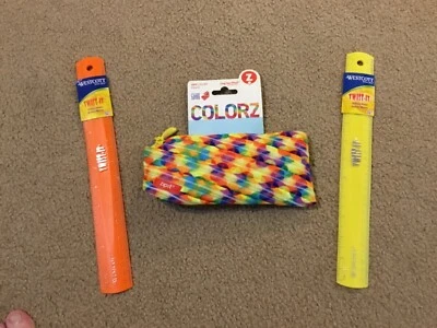 Girls Kids (2) Twist It Rulers (Orange & Yellow) / Colors Zip It Pouch #355U - Image 1 of 2