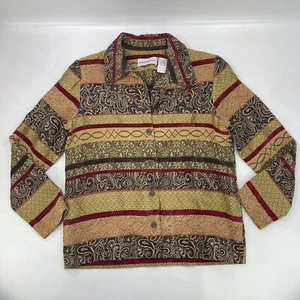 Alfred Dunner Yellow Mustard Floral Paisley Button Up Blazer Jacket Women’s 8 - Picture 1 of 10