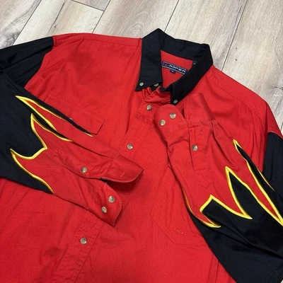 Roper Western Shirt Mens Button Up Flames Fire Cowboy Colorblock Rancher Sz XL - Image 1 of 4