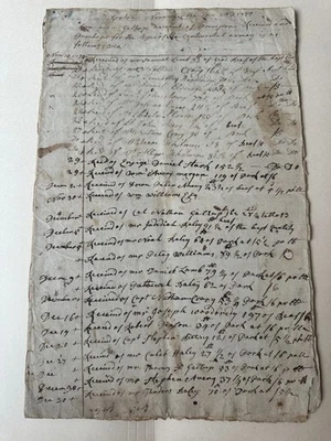 Documento de 8 páginas de la Guerra Revolucionaria de suministros del Ejército Continental 1780-81 Foto 1 de 4
