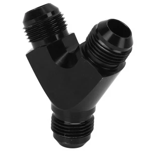 10AN Coupler Union Fitting Splitter Black Anodized Coating Leak Proof Y Adapter - Picture 1 of 12