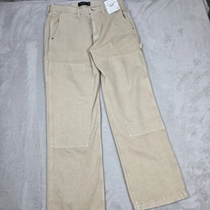 Abercrombie & Fitch Double Knee Carpenter Pants Men's 33x32 Khaki Workwear Baggy - Picture 1 of 17
