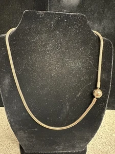 Pandora Momentos 16" Serpiente 14K Placa Cadena Cuerda Collar ALE - Imagen 1 de 7