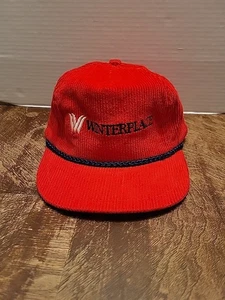 Vintage Winterplace Ski Resort Red Corduroy Hat New Old Stock Embroidered Blue - Picture 1 of 13
