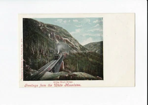 Vintage Postkarte: Dampflok überquert Willey Brook Bridge - White Mtns, NH - Bild 1 von 2