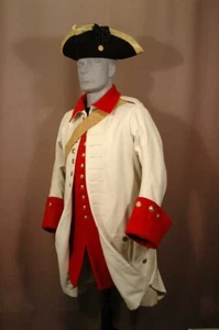 New Men's White & Red Military French Bearn Regt Uniform, Frock Coat + Vest - Picture 1 of 4
