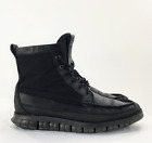 Cole Haan Zerogrand Boot Black Leather Canvas Tall Boot Lace Up Sz 11