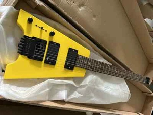 Headless Left Handed Yellow Electric Guitar Rosewood Fretboard Black Hardwares - Picture 1 of 10