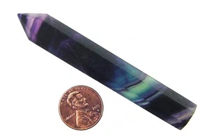Varita punta cristalina facetada de seis lados fluorita arco iris BUTW 9715P - Imagen 1 de 2