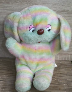 Rare Vintage Happiness Aid Is A Toy Well Made Pastel Rainbow Dog Puppy Plush - Imagen 1 de 11