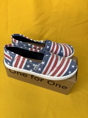 NIB Toms Classics America Canvas Tiny Toddler Size 11 Slip On Casual Shoes - Image 1 of 4