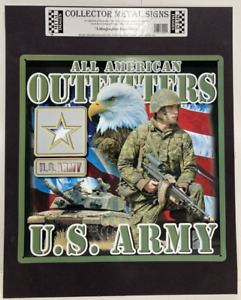 Affiche panneau en métal étain vétéran de l'armée américaine drapeau américain soldat américain tout américain